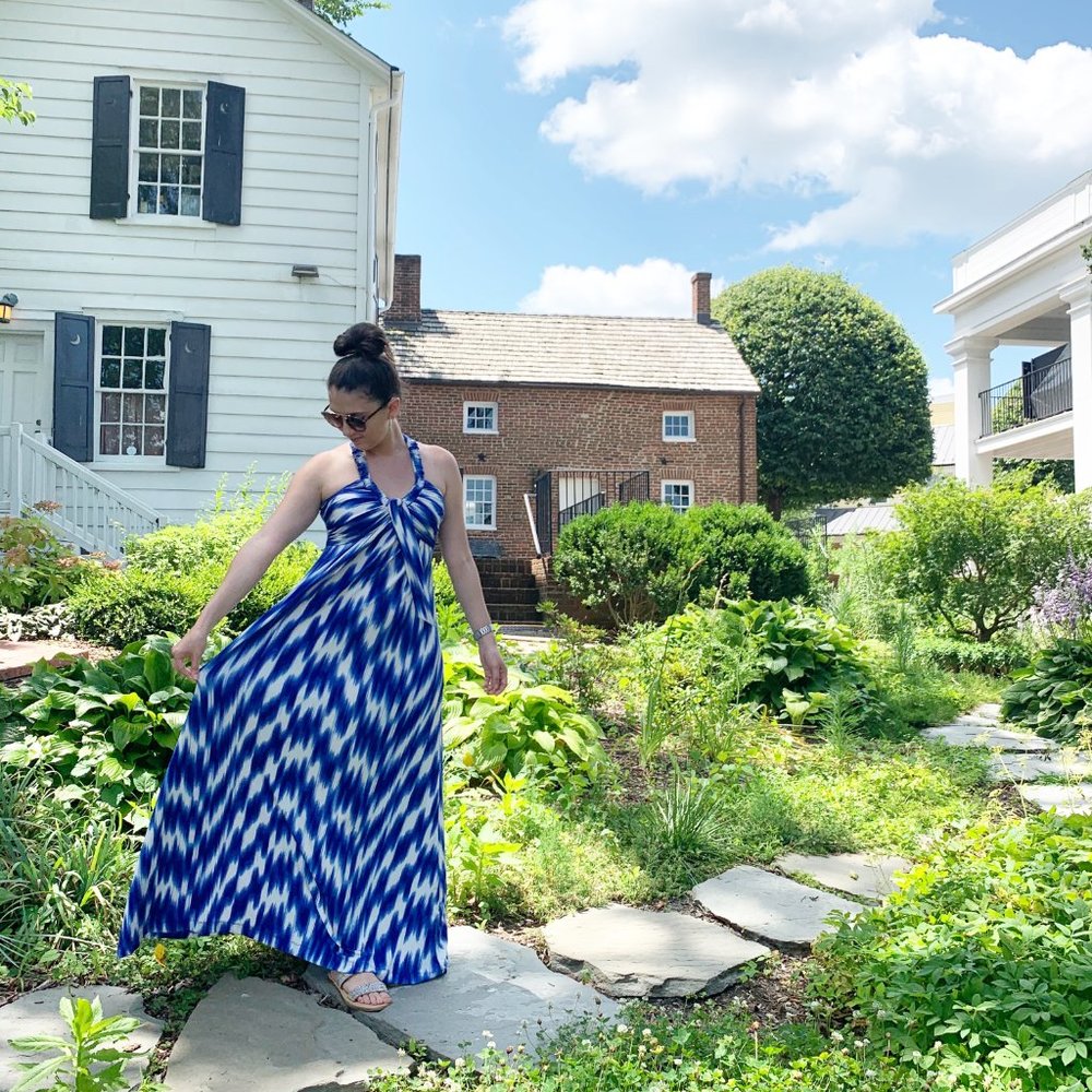 Calvin Klein Blue and White Maxi Dress Size 4